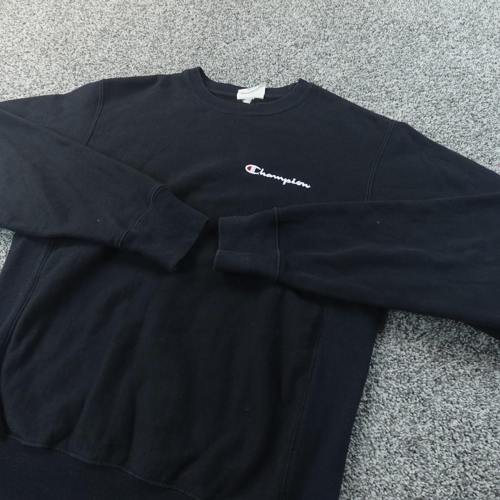 Champion Sweatshirt Mens S Black‎ Reverse Weave Crewneck Pullover Logo Sweater